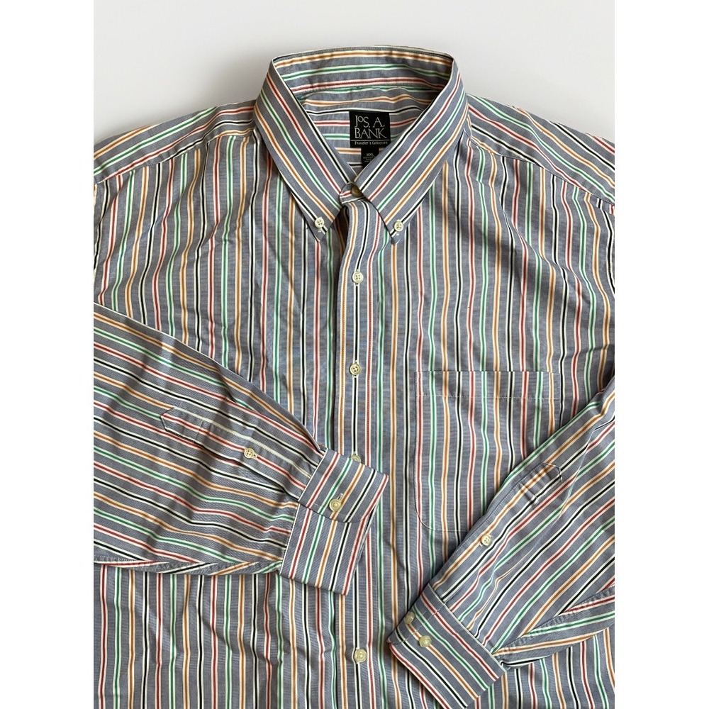 Jos A Bank Traveler Shirt Mens XXL Striped Cotton Preppy Career Casual Classic